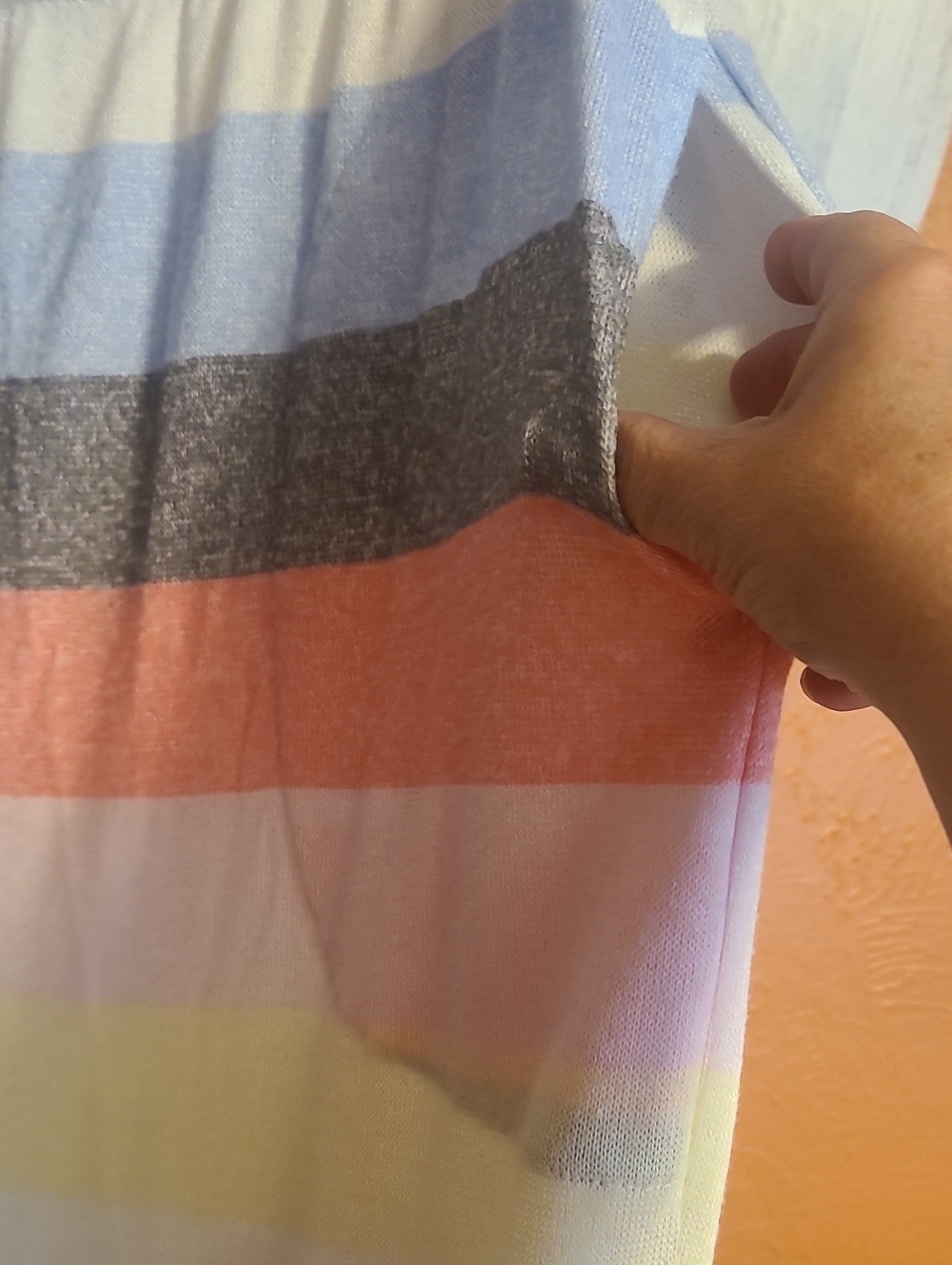 Dkny Cozy Gray Top with Pastel Striped Lounge Pants Set - Picture 7 of 7